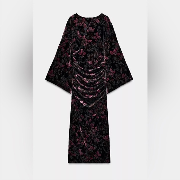 Zara floral Velvet Maxi Dress - Picture 3 of 6